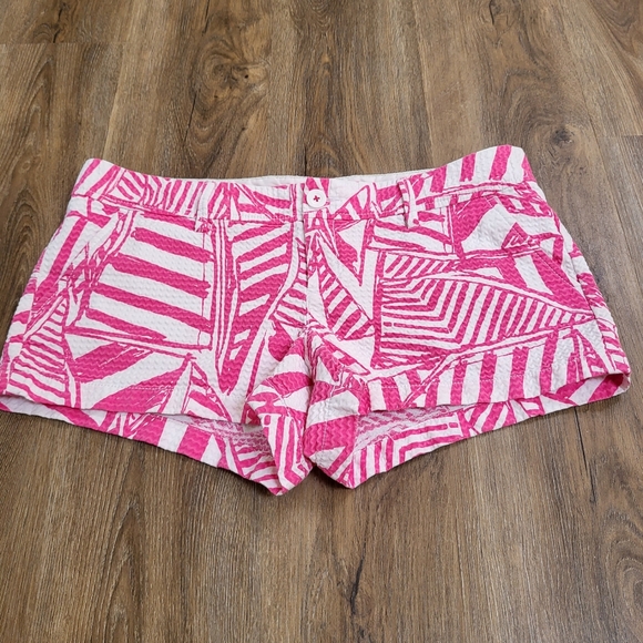 Lily Pulitzer Capri Pink Yacht Sea Walsh Shorts size 14 Short Resort Cotton - Picture 3 of 8